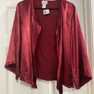 Burgundy Satin like Cardigan / Jacket